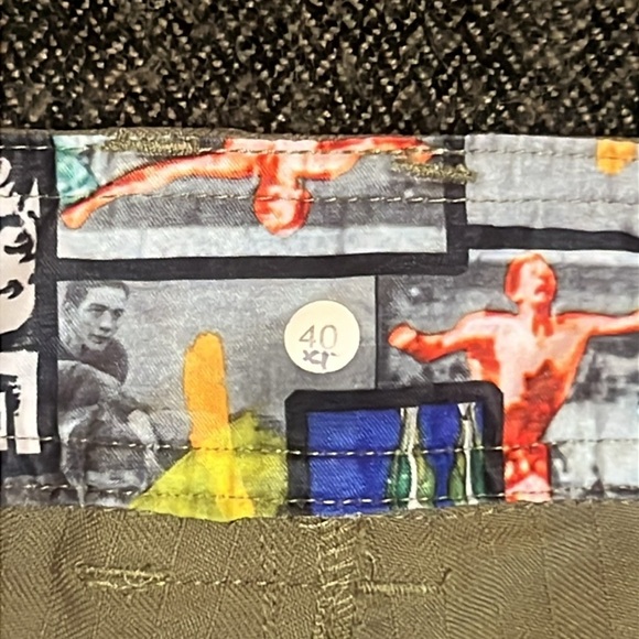 Lululemon Men’s Striped Khaki Green Cargo Shorts sz 40 - Picture 5 of 7